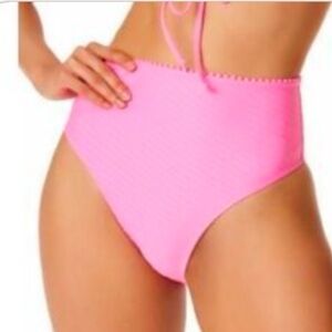 Jessica Simpson Pink Textured High Cut High Waist Bikini Separate NEW Size M